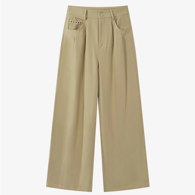 现现专场-美式复古高腰阔腿裤早秋宽松显瘦垂感休闲裤Y40743632