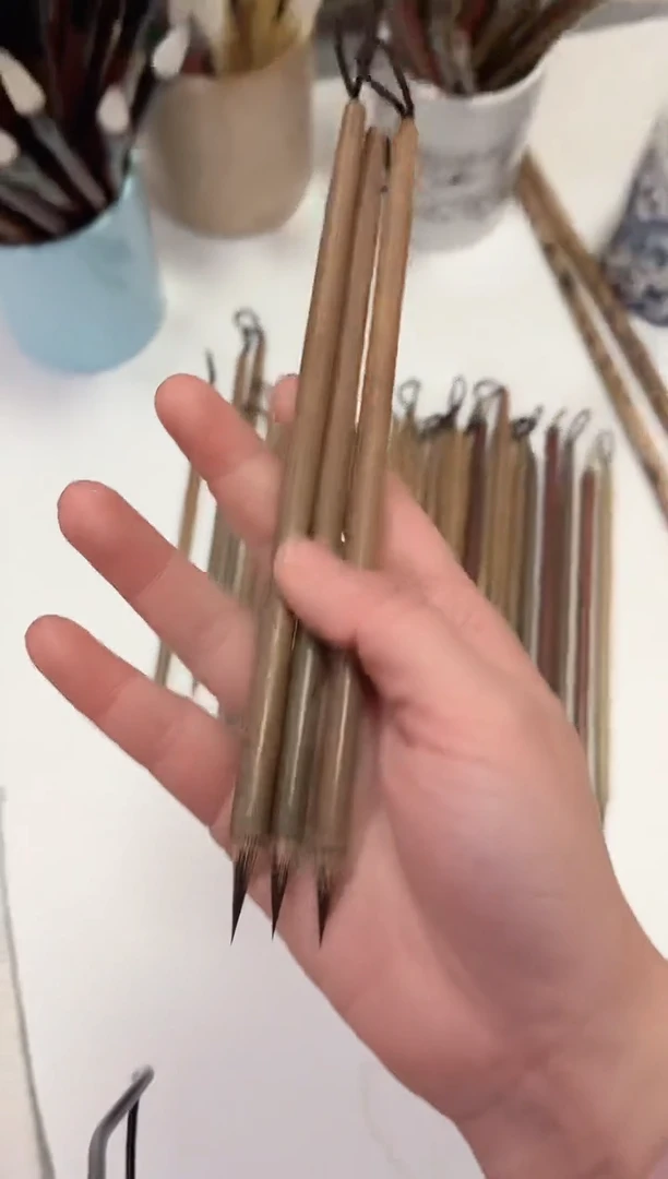 【清水试笔，拒绝蘸墨】墨琳笔庄毛笔3支绿紫毫小楷