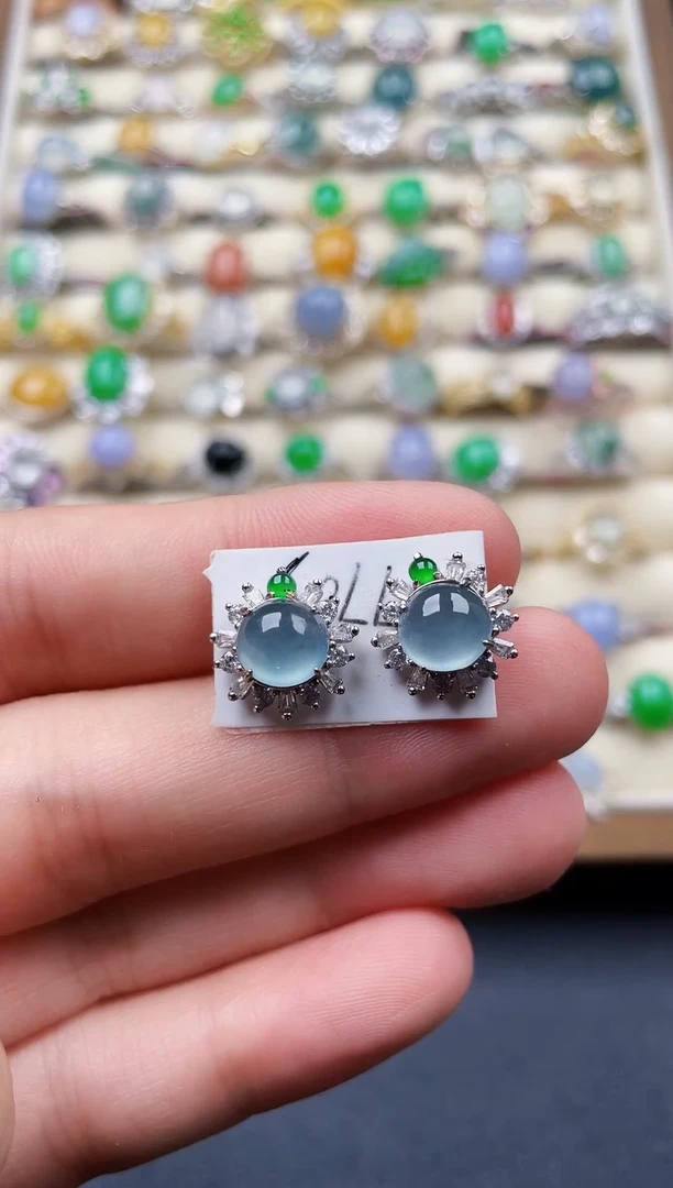 银S925镶嵌翡翠耳饰101