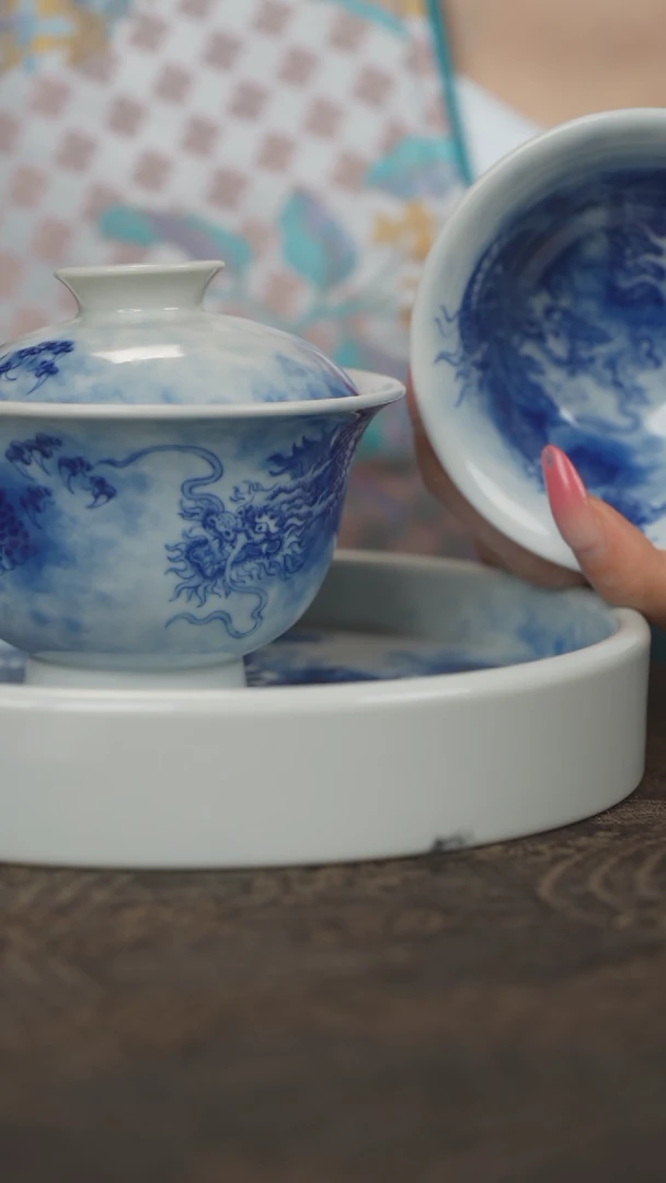 【闪购商品】摆件倾予山坊 青花龙四件套