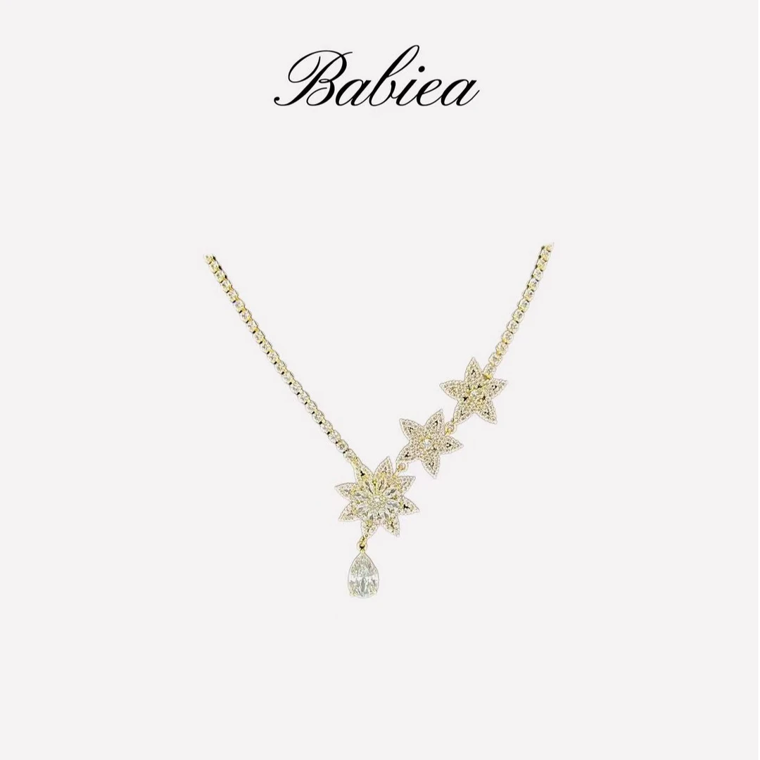 铜合金锆石项链  BABIEA 2025秋冬新款项链【星序流钻】XL138