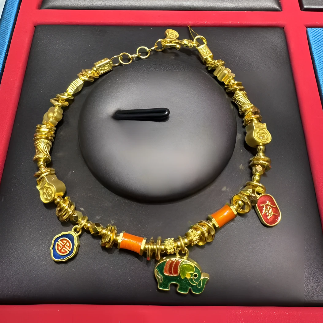 足金999古法大象福袋盘缠手链  19.46克