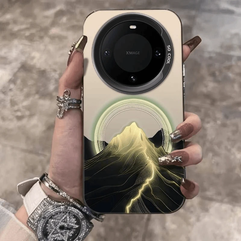 日照金山适用华为mate60pro手机壳mate70创意P80/70/50磨砂防摔套