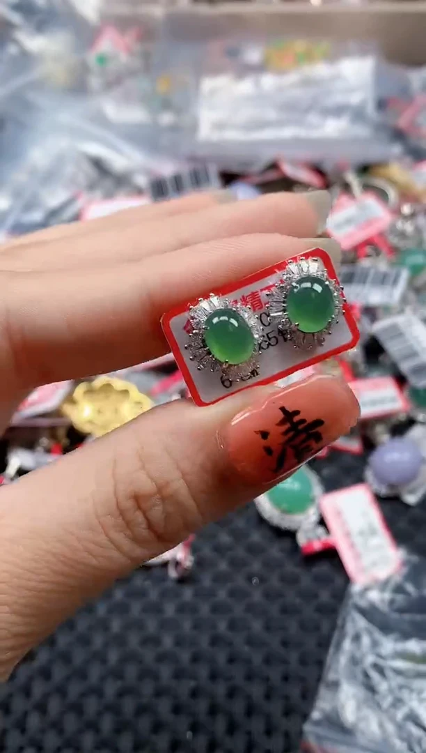 银S925镶嵌戒指翡翠天然A货缅甸翡翠