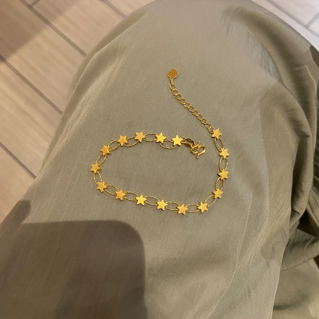 铜合金手链 复古金色立体星星拼接手链女轻奢小众设计高级感手饰