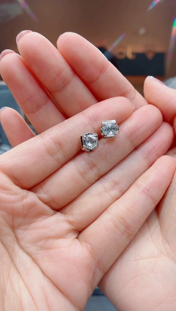 银S925镶嵌耳饰水晶水晶耳饰