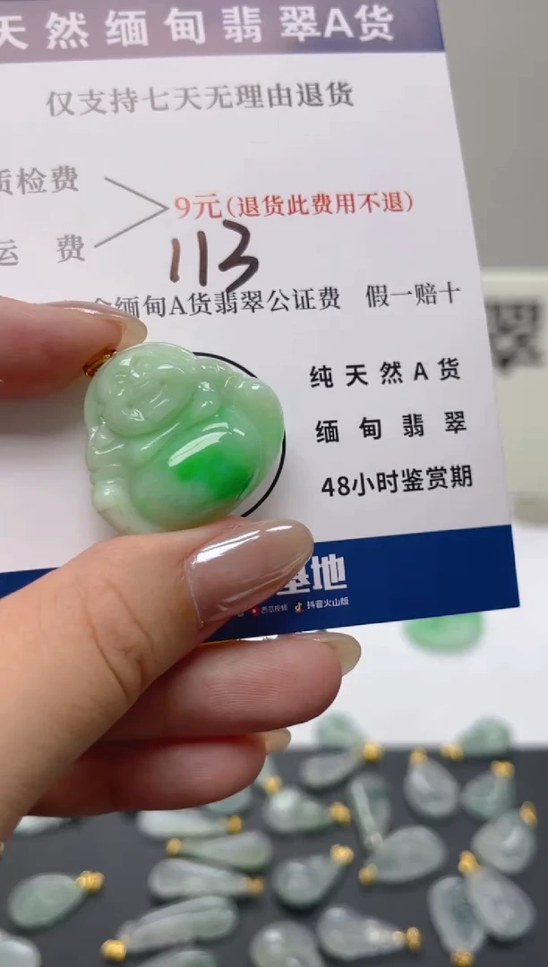 颈饰18K金镶嵌翡翠天然A货翡翠