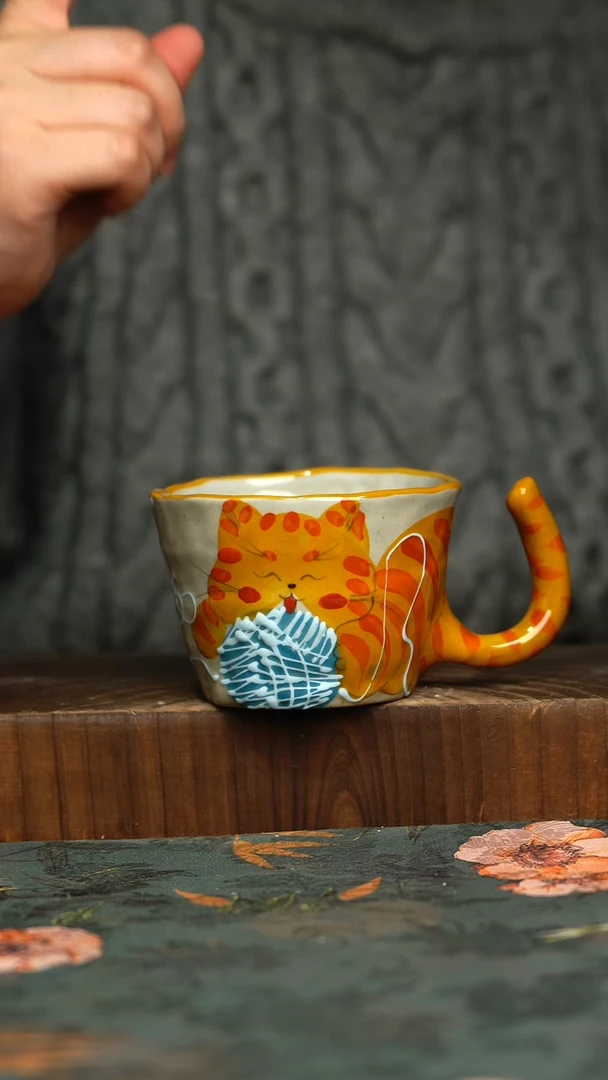 杯釉下彩手工手绘同款陶器