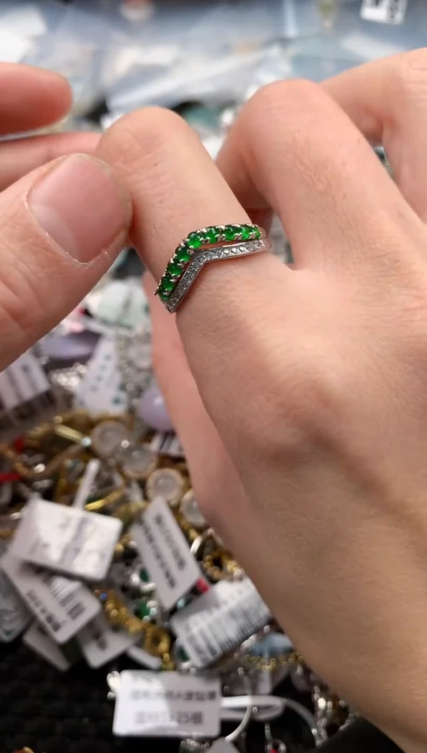 银S925镶嵌戒指翡翠3                  2