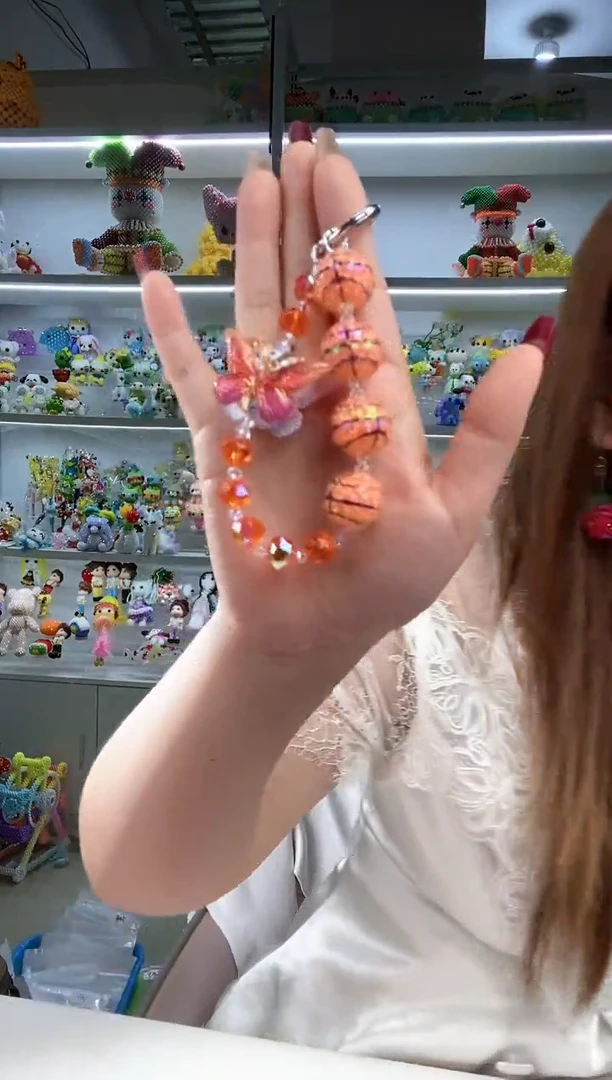 玻璃2637-S31蓝球蝴蝶手机链