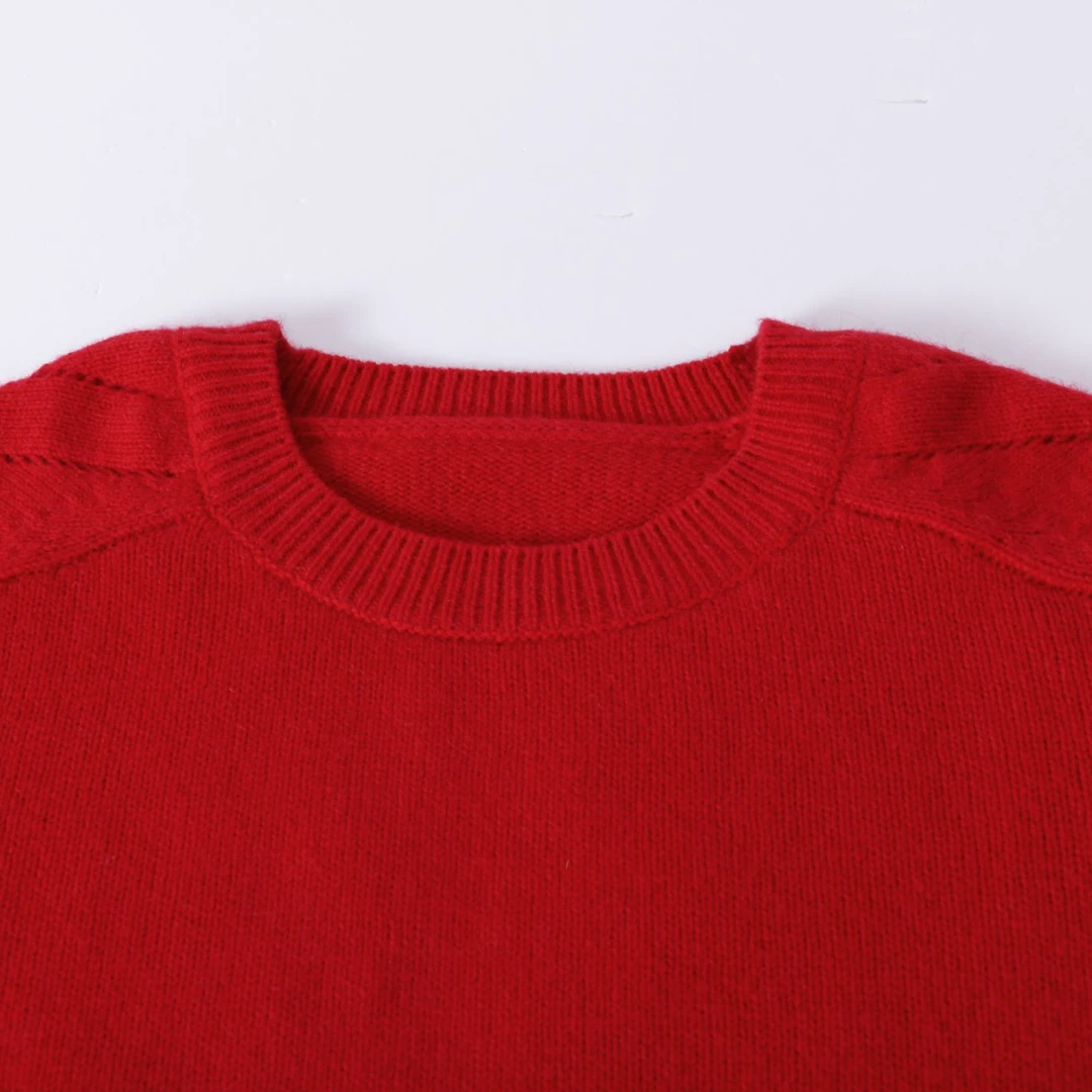 女士加厚圆领纯山羊绒针织衫