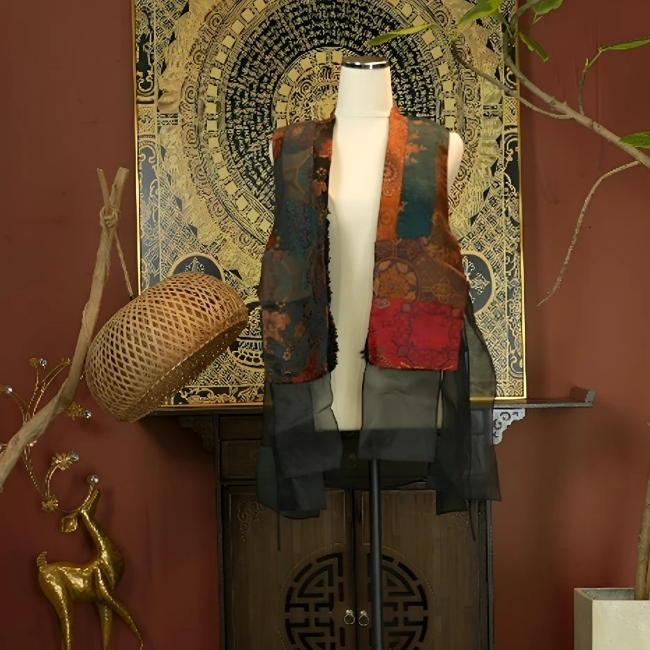 宋锦香云纱欧根纱可拆卸多穿马甲404040