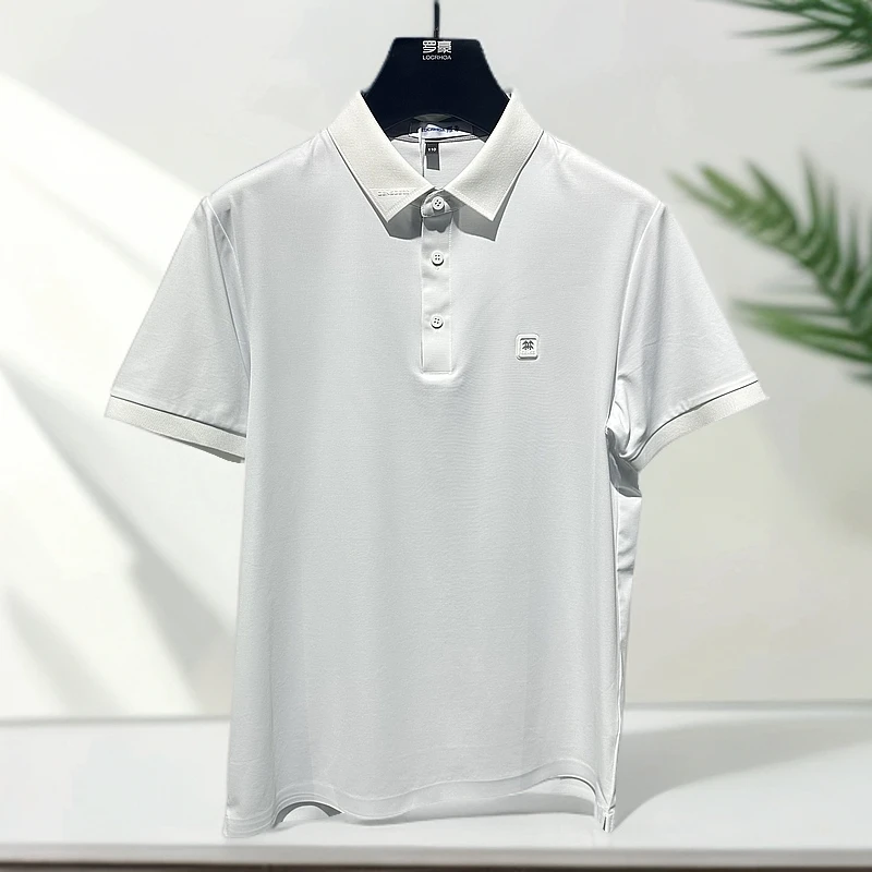 626073（桑蚕丝）男士夏季新款商务休闲短袖polo衫
