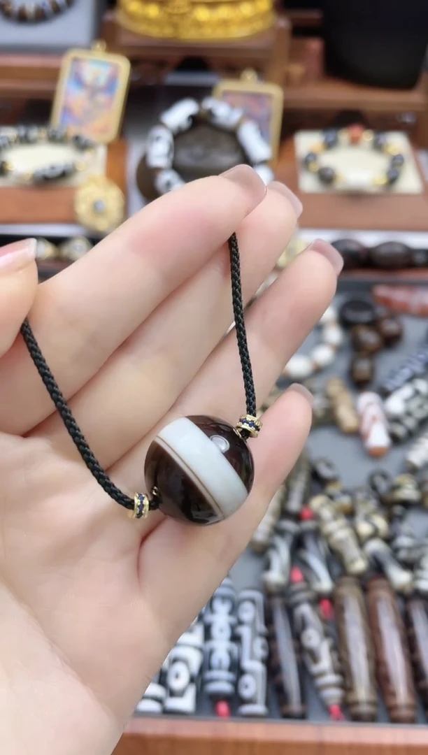 玛瑙/玉髓珠珠未镶嵌咖色药师单珠18mm