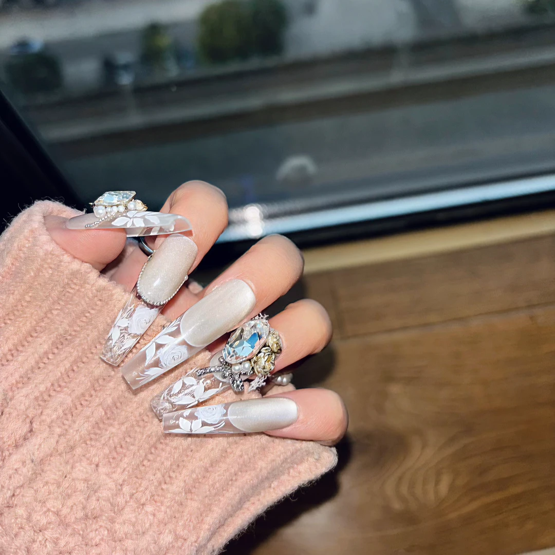 【云端月】清冷感大女主水彩手绘穿戴甲