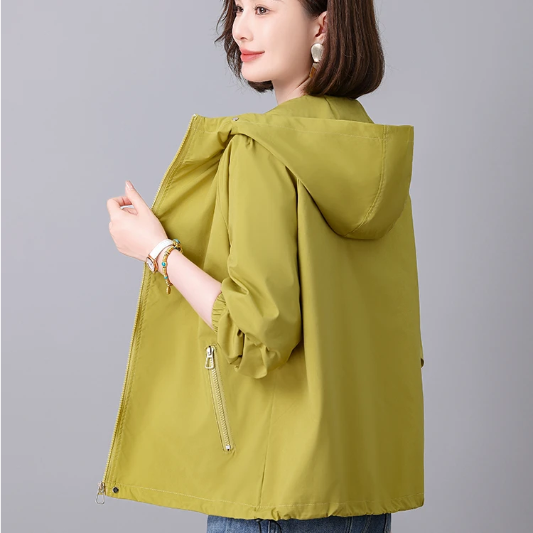 2025春秋款洋气女装韩版新款连帽宽松百搭通勤休闲夹克女短外套