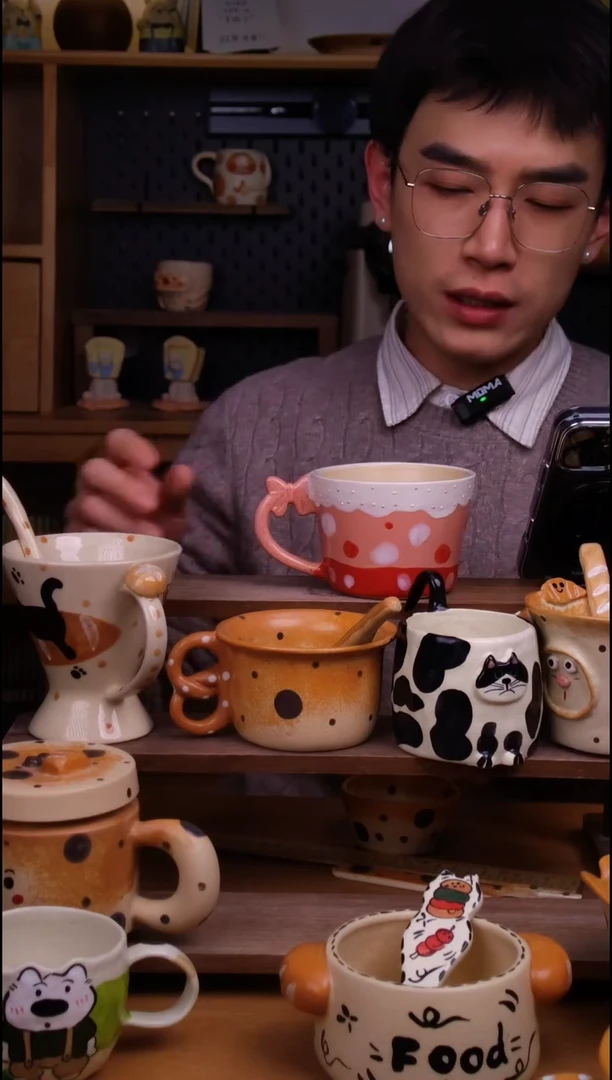 杯子陶景德镇可爱设计师款陶瓷