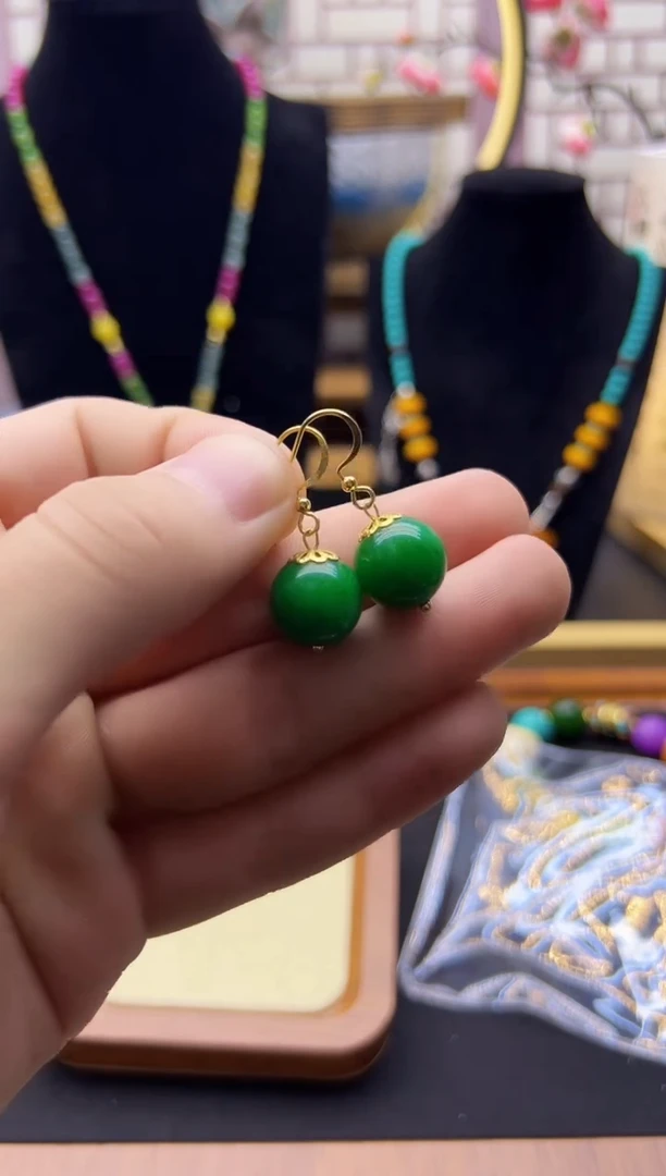 【闪购商品】翡翠耳饰14K金镶嵌E333