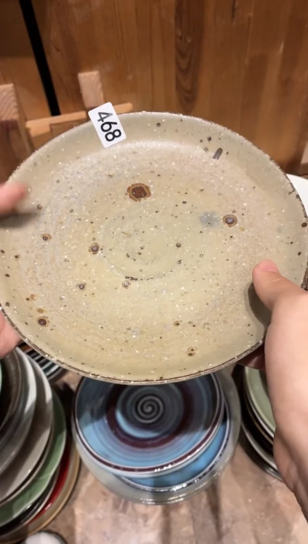 瓷片王**～468微瑕手工粗陶浅盘1个