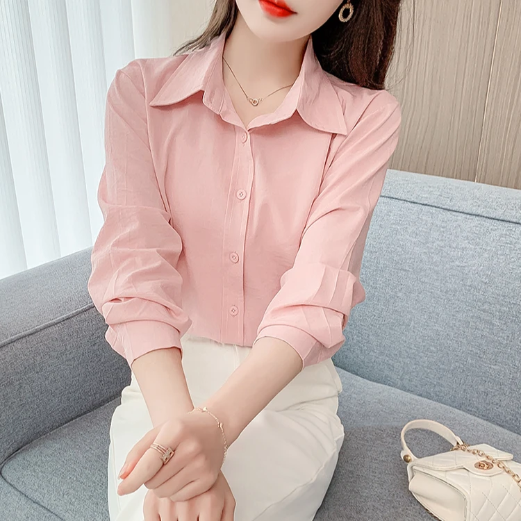 春秋季2025新款气质简约设计宽松棉布衬衫女洋气显瘦百搭长袖衬衣