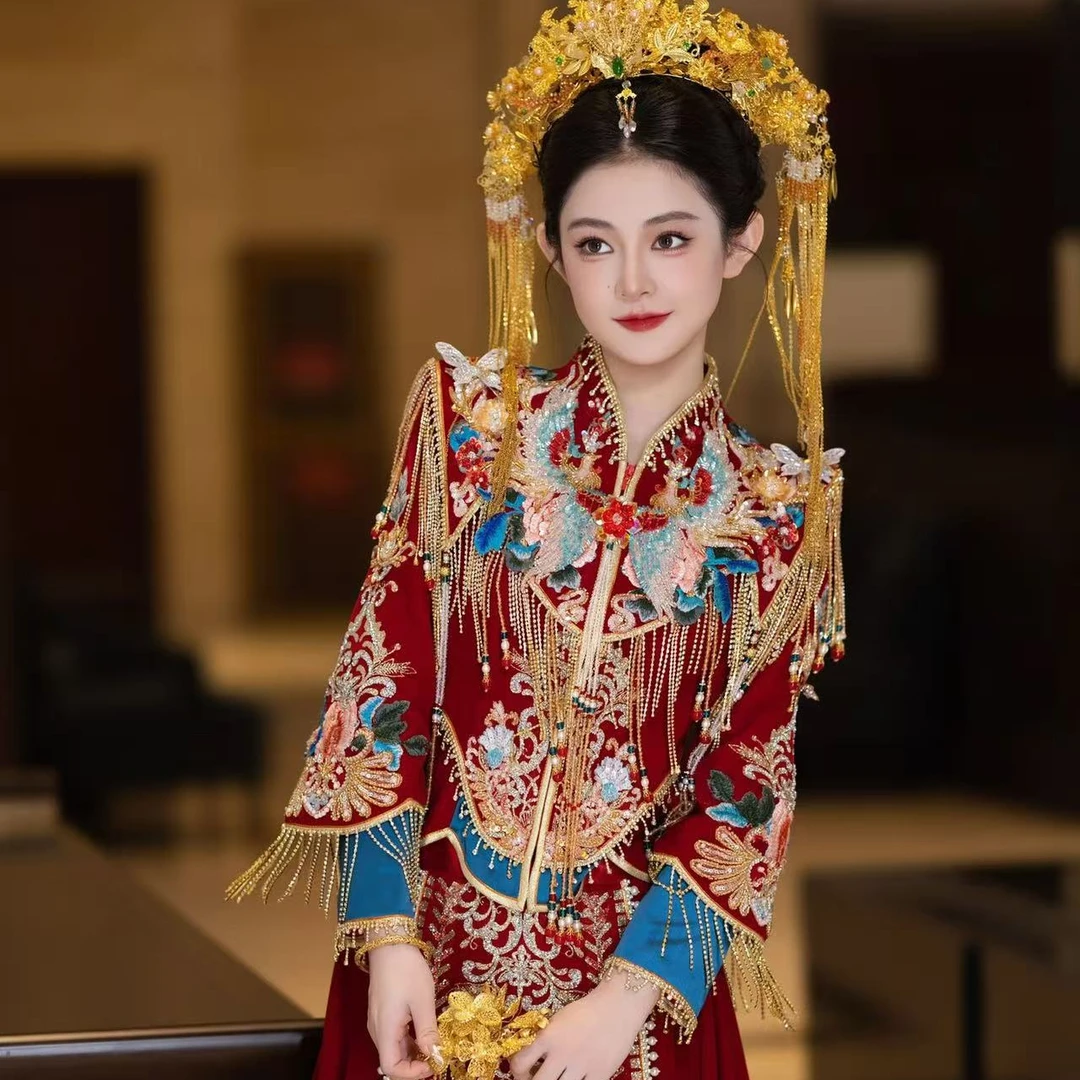 新娘秀禾服婚服2025新款结婚中式礼服出嫁婚礼秀禾敬酒服旗袍嫁衣