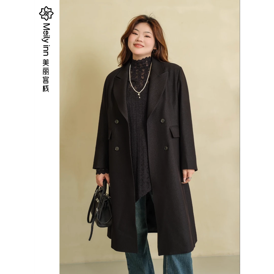 美丽客栈冬季中长款轻奢质感风衣女春秋款大码英伦风长款女装风衣