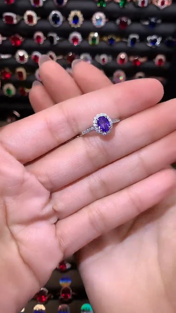 【闪购商品】水晶戒指银S925镶嵌紫水晶57