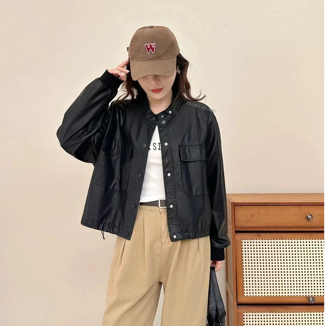 2025春季新款女士休闲小皮衣外套女早秋夹克百搭显瘦宽松上衣8884