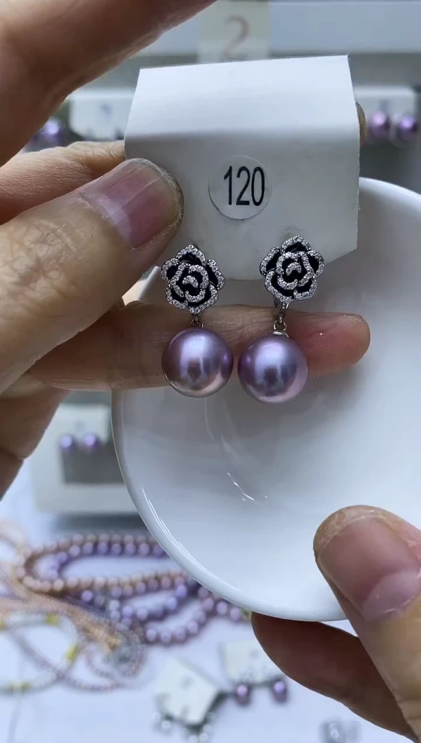 银S925镶嵌淡水珍珠耳饰120
