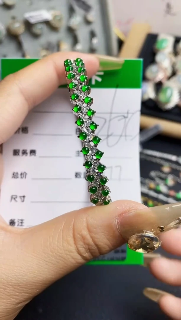 翡翠戒指银S925镶嵌2177