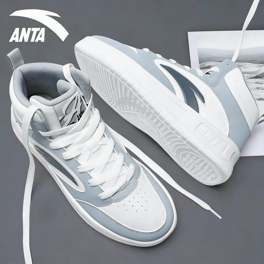 安踏高帮板鞋休闲男鞋官方正品冬季新款学生厚底百搭运动通勤鞋子