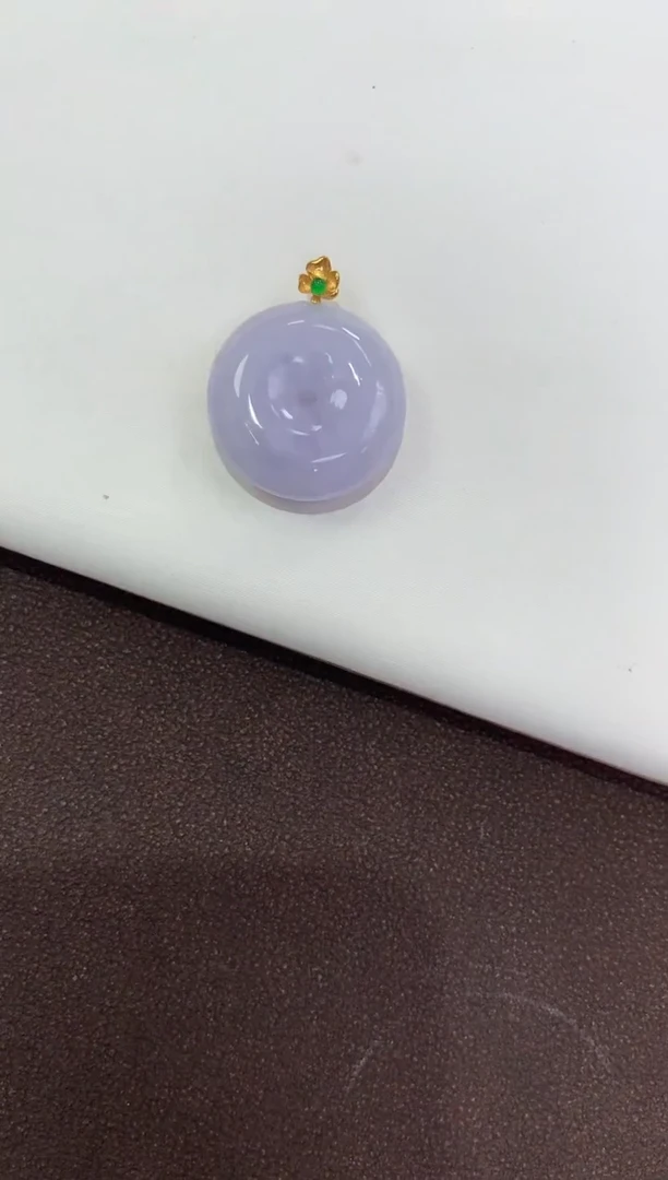 翡翠18K金镶嵌吊坠(赠链)天然缅甸a货翡翠(多样性发其一