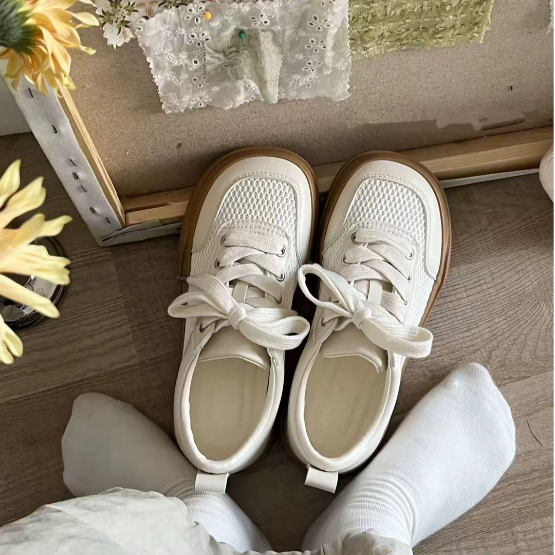 网面休闲板鞋女款2025新款夏季鞋子小众复古运动休闲鞋-5296