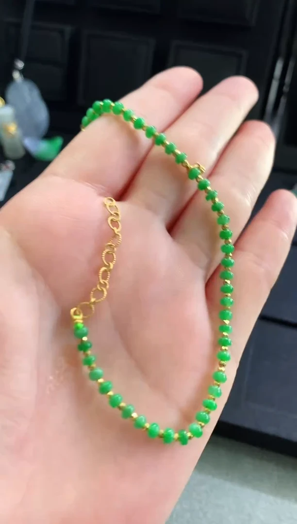 【闪购商品】翡翠手链18K金镶嵌手链