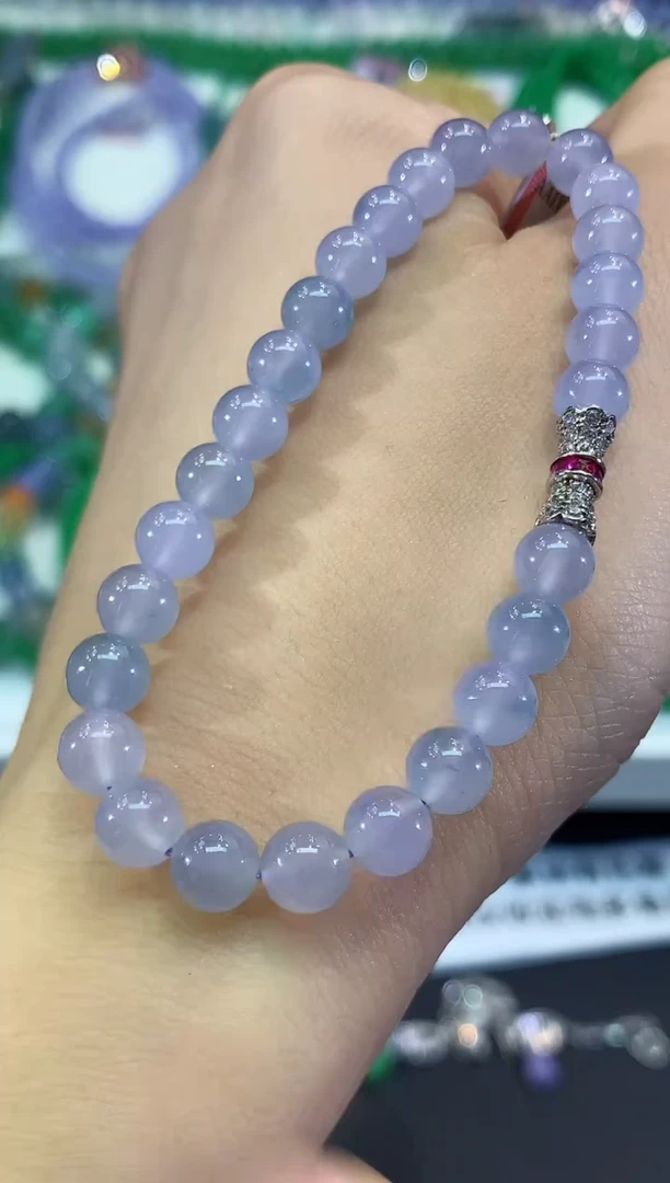 未镶嵌手串翡翠C240 紫货有色差