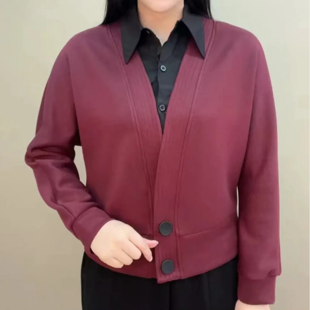 秋季新款时尚中年妈妈拼接假两件衬衫高档潮流减龄休闲百搭小衫女