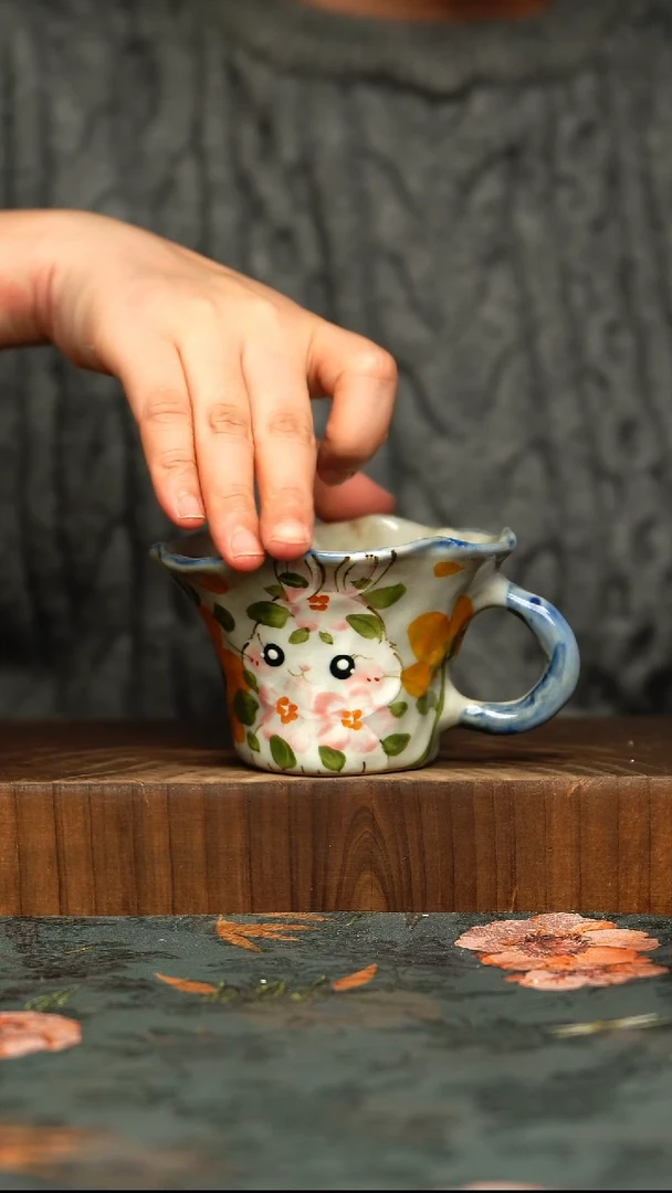 杯釉下彩手工手绘同款陶器