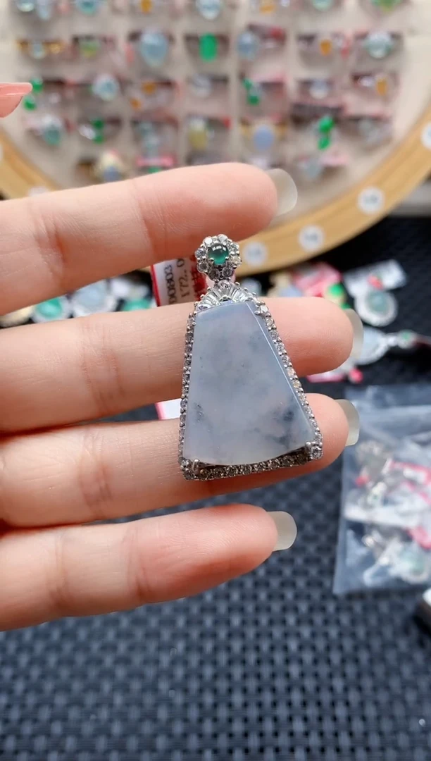 银S925镶嵌戒指翡翠天然A货缅甸翡翠