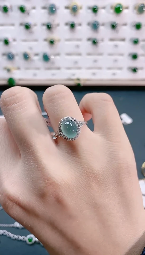 【闪购商品】翡翠戒指银S925镶嵌天然翡翠