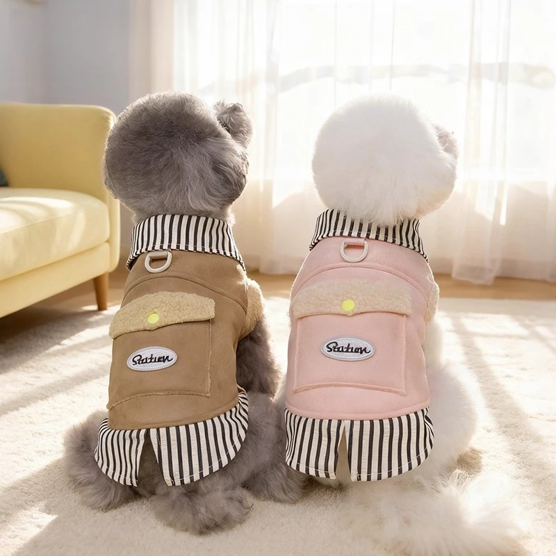 清碧斯狗狗衣服秋冬新款加绒马甲中小型犬泰迪熊博美加厚保暖棉