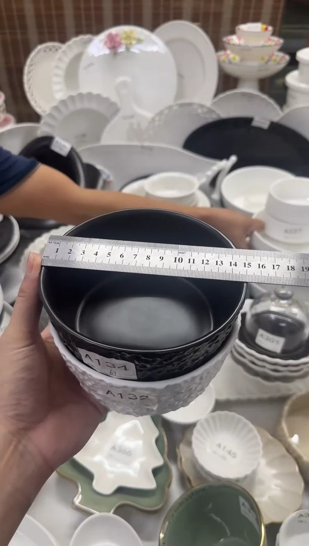 瓷【2个装14.9】石纹6寸面碗1黑1白