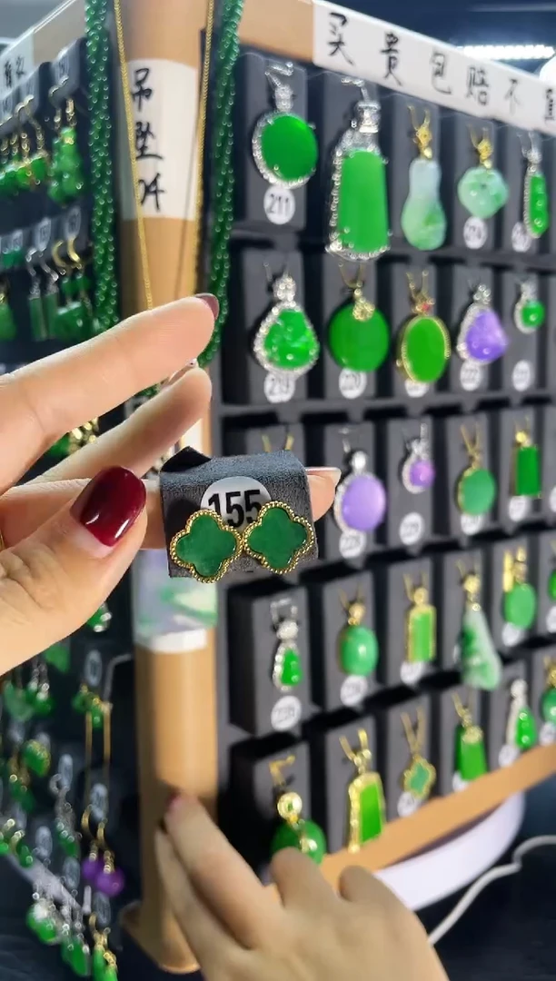 【闪购商品】翡翠耳饰银S925镶嵌155...