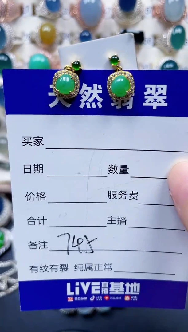 银S925镶嵌翡翠耳饰745