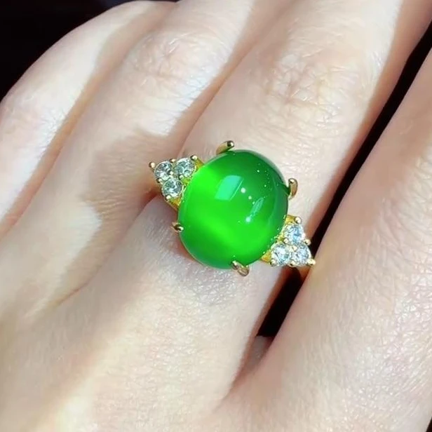 ST1655皇家翠灵玉玛瑙绿戒指-送礼佳品-MJ3