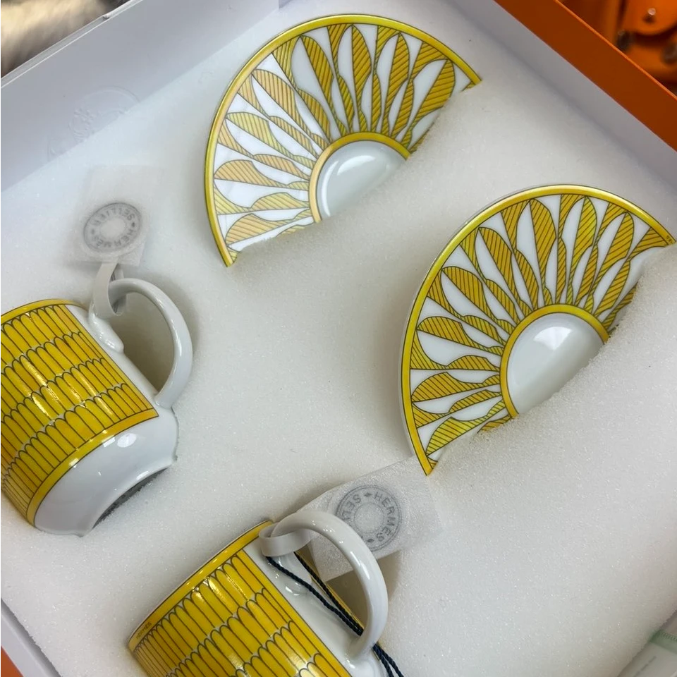 未使用 Hermes/爱马仕 【念念】 咖啡杯碟套装 100ml 太阳花