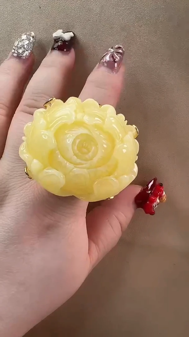 【闪购商品】琥珀戒指银S925镶嵌戒指