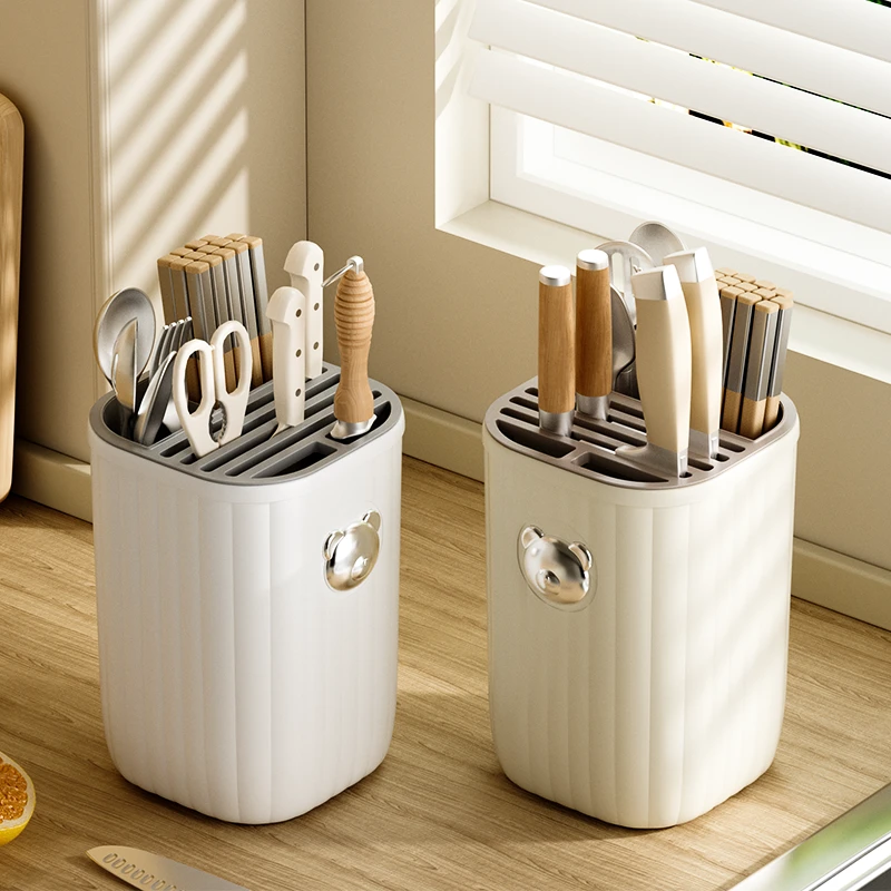 加厚厨房刀架置物架家用台面多功能筷子筒菜刀筷笼刀具一体收纳盒