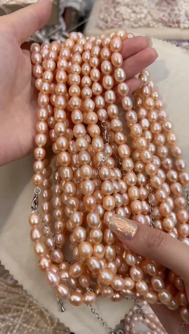 未镶嵌福利淡水珍珠中国红*强光珍珠项链无核8mm左右