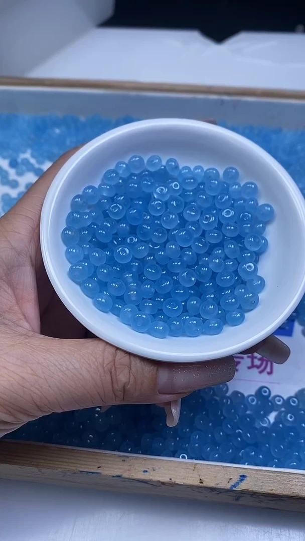 未镶嵌散珠玛瑙/玉髓A1634 海蓝宝玛瑙算盘4*6mm50颗9.9元