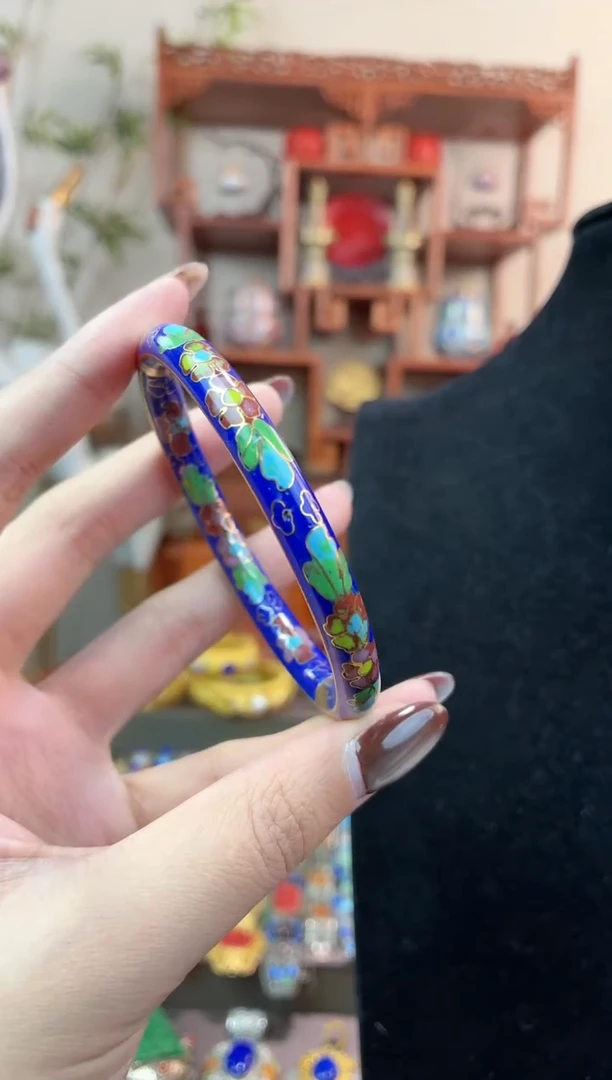 非遗手工景泰蓝开口镯子宝蓝